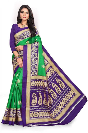 Fabulous Mysore Silk Printed Combo Saree Roposo Clout